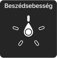 A rotorvezérlő tárcsája a Beszédsebesség beállításra mutat.