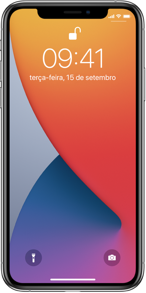 O ecrã bloqueado do iPhone com a data e hora.