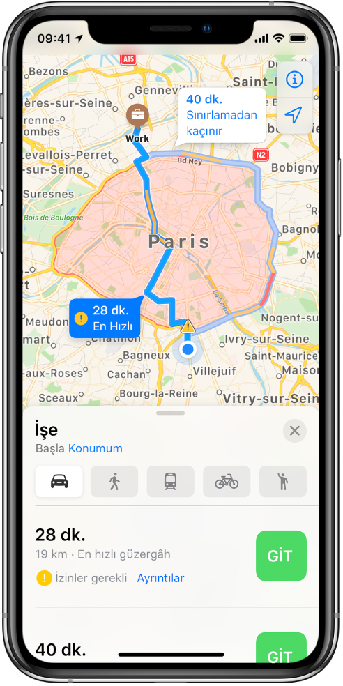 Iphone Daki Harita Da Diger Guzergah Seceneklerini Secme Apple Destek