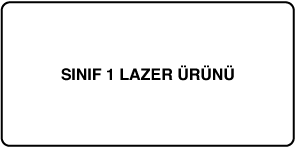 “Sınıf 1 lazer ürünü” etiketi.