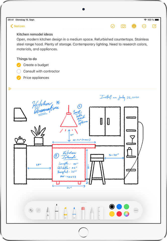 Zeichnen In Apps Mit Der Symbolleiste Markierungen Auf Dem Ipad Apple Support