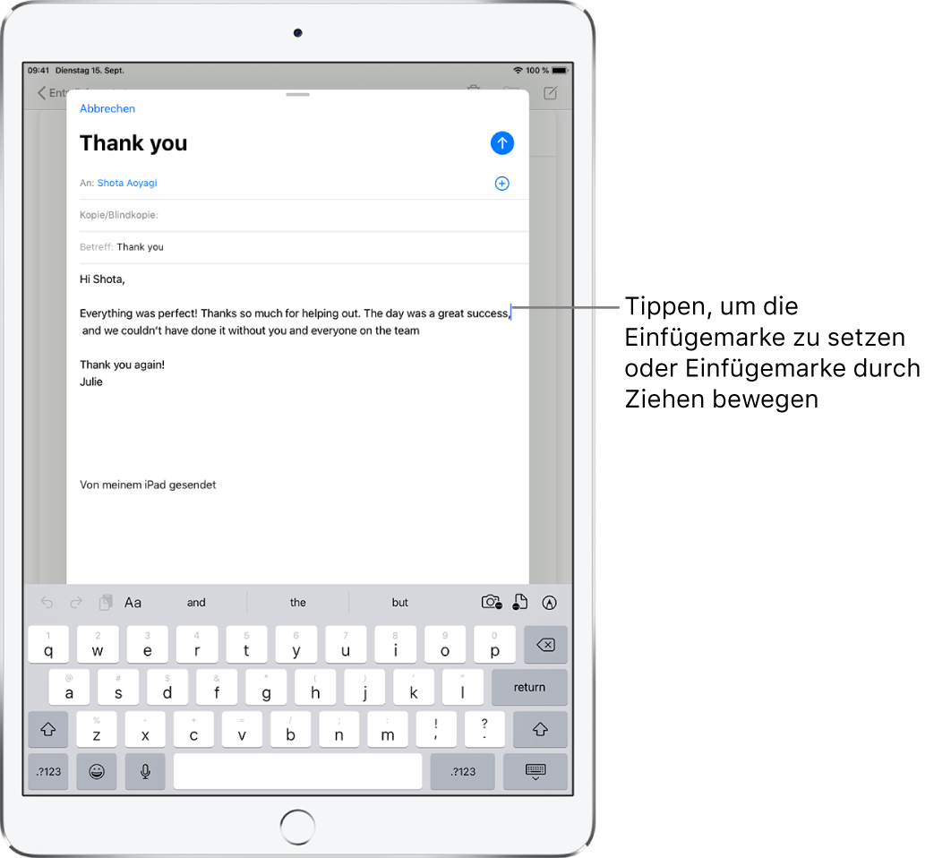 Auswahlen Und Bearbeiten Von Text Auf Dem Ipad Apple Support