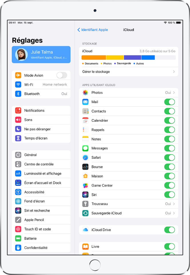Gerer Les Reglages De L Identifiant Apple Et D Icloud Sur L Ipad Assistance Apple Gerer Les Reglages De L Identifiant Apple Et D Icloud Sur L Ipad Assistance Apple
