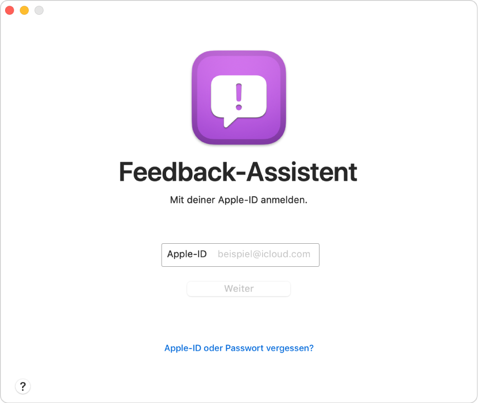 Feedback-Assistent-Symbol in Fenster