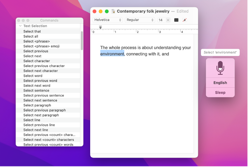 commands for dictation on mac