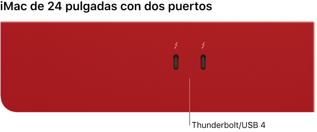 Un iMac con dos puertos Thunderbolt/USB 4.