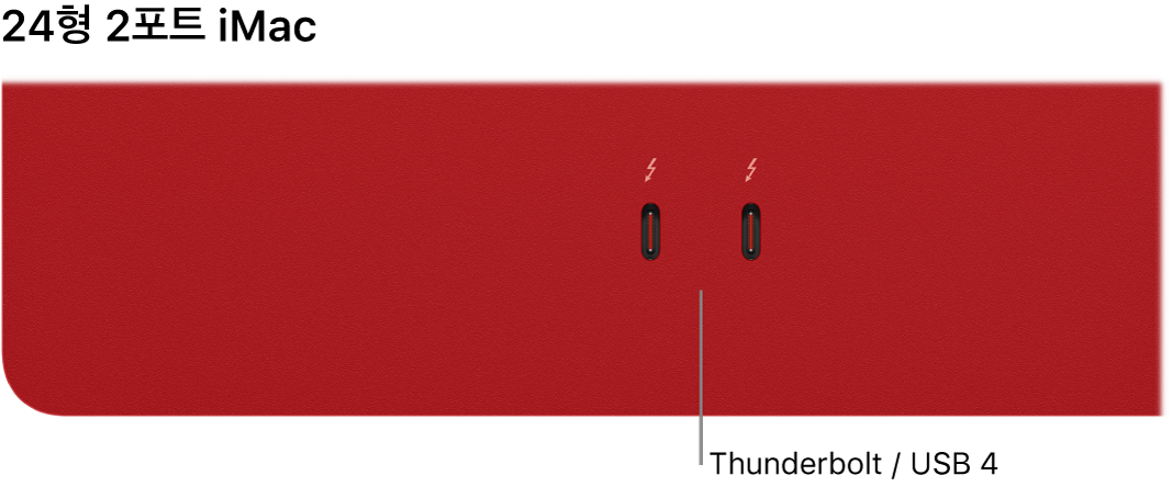 두 개의 Thunderbolt / USB 4 포트가 있는 iMac.