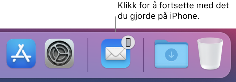 Handoff-symbolet vises i Dock.