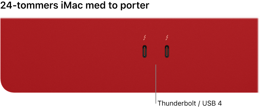 En iMac viser to Thunderbolt- / USB 4-porter.