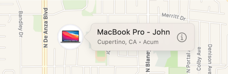 Un detaliu al pictogramei Informații pentru MacBook Pro (John).