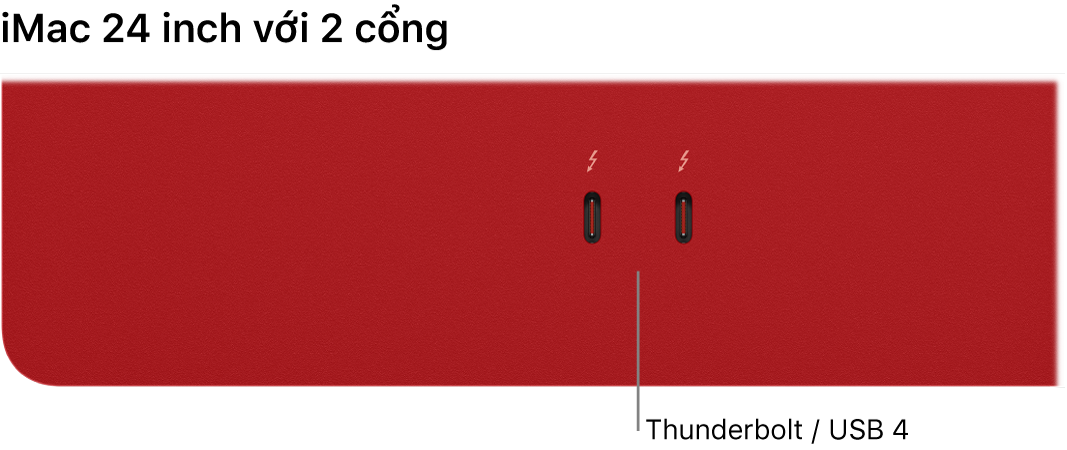 iMac đang hiển thị hai cổng Thunderbolt / USB 4.