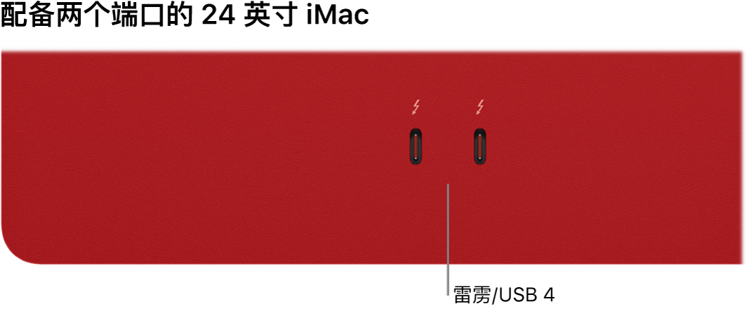 显示两个雷雳/USB 4 端口的 iMac。