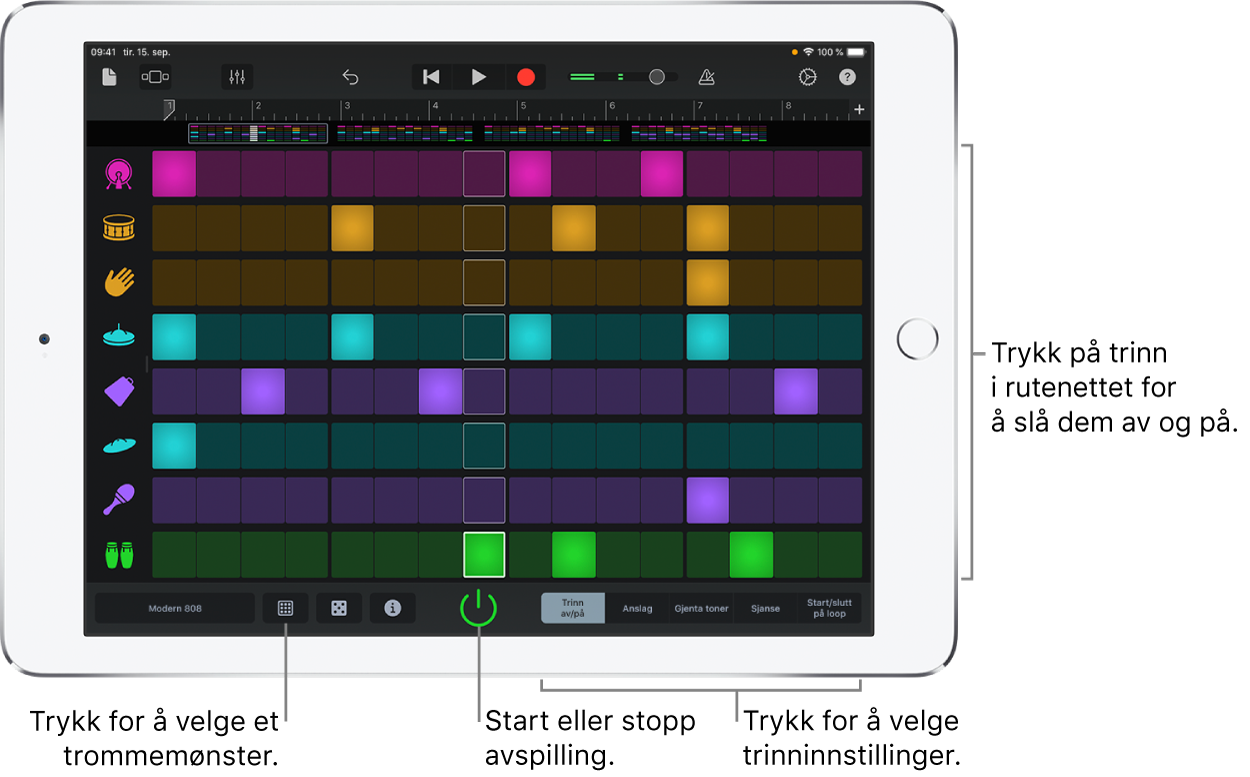 Rytme-sequencer touch-instrument