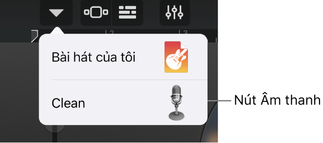 Nút Âm thanh của chế độ xem Phòng thu