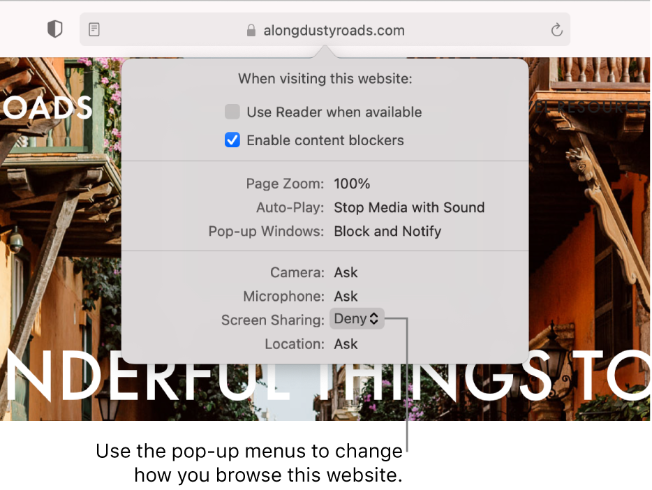 Customize Settings For Each Website In Safari On Mac Apple Support