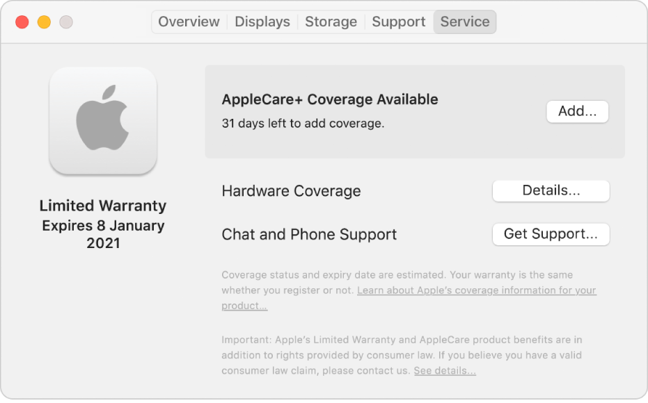 tell if you have apple care for you mac