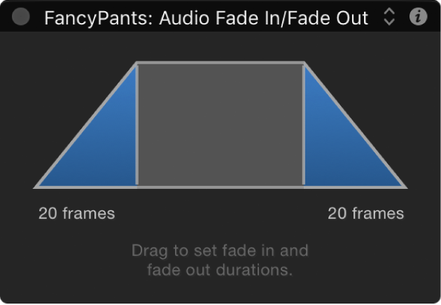 Pantalla semitransparente con los controles del comportamiento “Fundido de entrada/salida de audio”