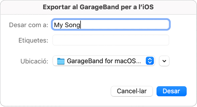 Exporta al GarageBand per a l’iOS.