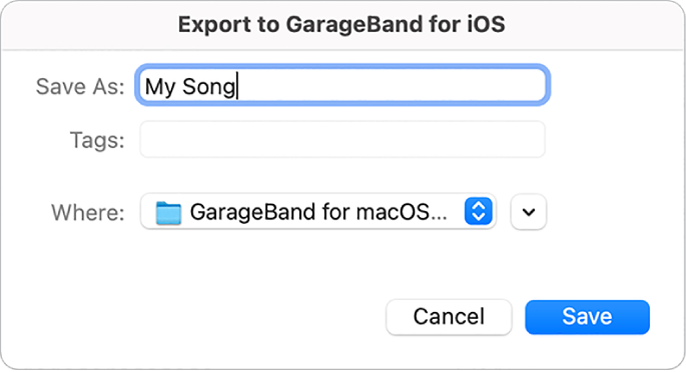 Export to GarageBand for iOS.