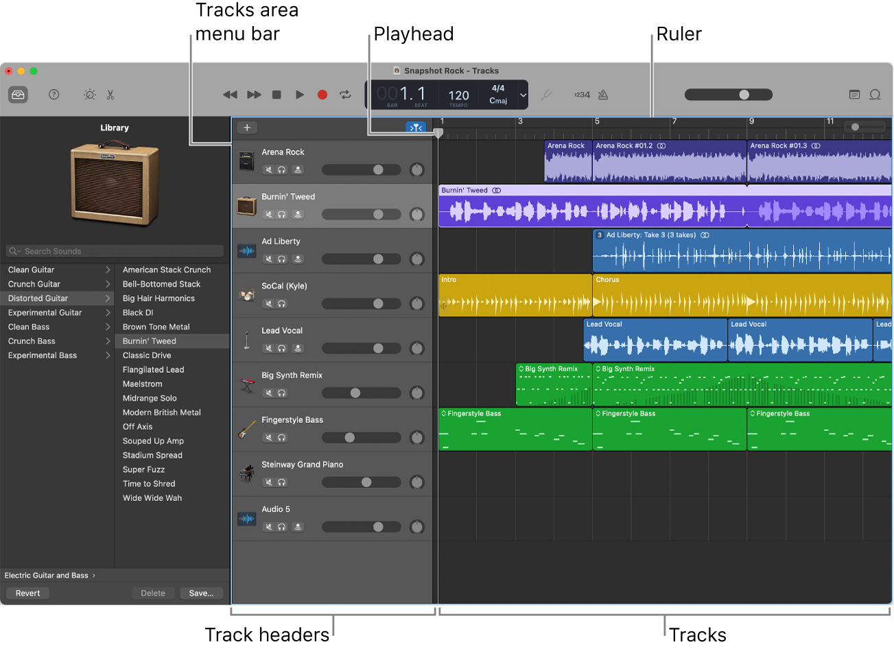 garageband how to move all tracks