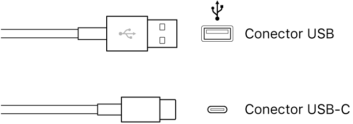 Ilustración de conectores USB.