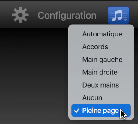 Sélection de l’option Pleine page dans le menu contextuel Notation.
