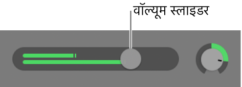 वॉल्यूम स्लाइडर दिखाने वाला ट्रैक हेडर।