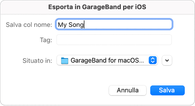 Esporta a GarageBand per iOS.