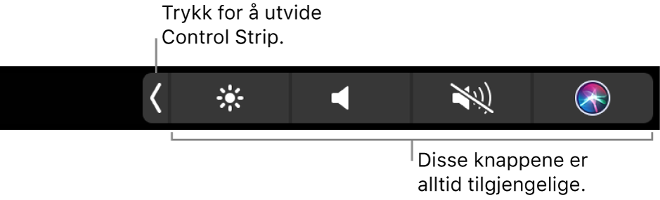 Figur. Control Strip i Touch Bar.