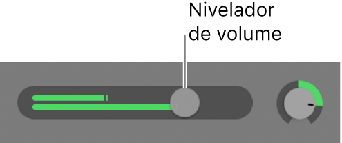 Cabeçalho de faixa a mostrar o nivelador de volume.