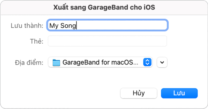 Xuất ra GarageBand cho iOS.