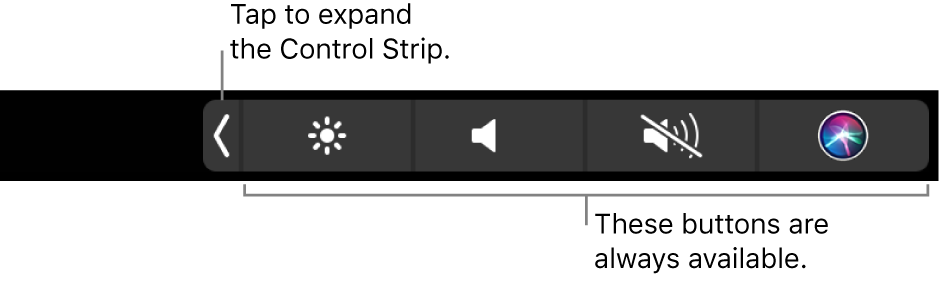 Figure. Touch Bar Control Strip.