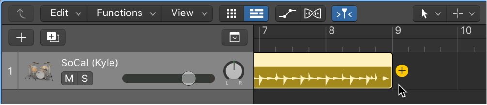 Figure. Click the Add (+) button to create a new Drummer region.