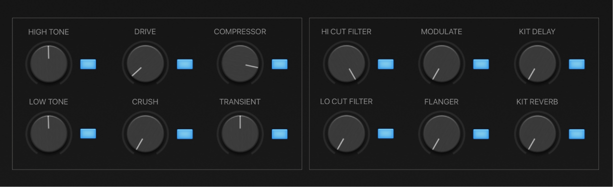 Figure. Kit tone and effect Smart Controls parameters.