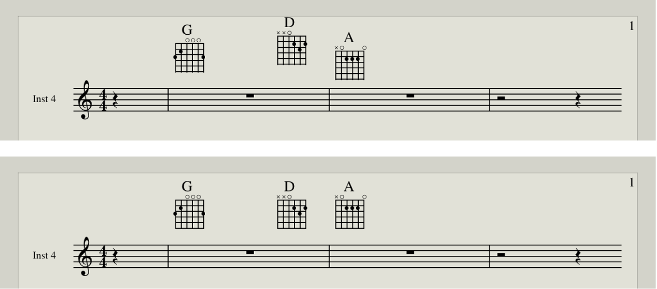 Figure. Showing misaligned chord grid symbols being aligned.