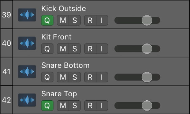 Figure. Track headers showing Q-Reference buttons.