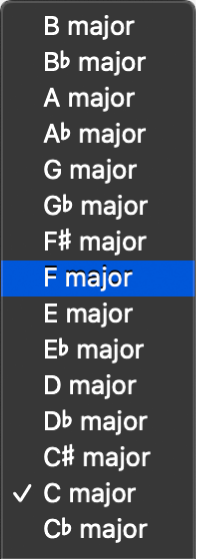Figure. Key pop-up menu in the LCD.