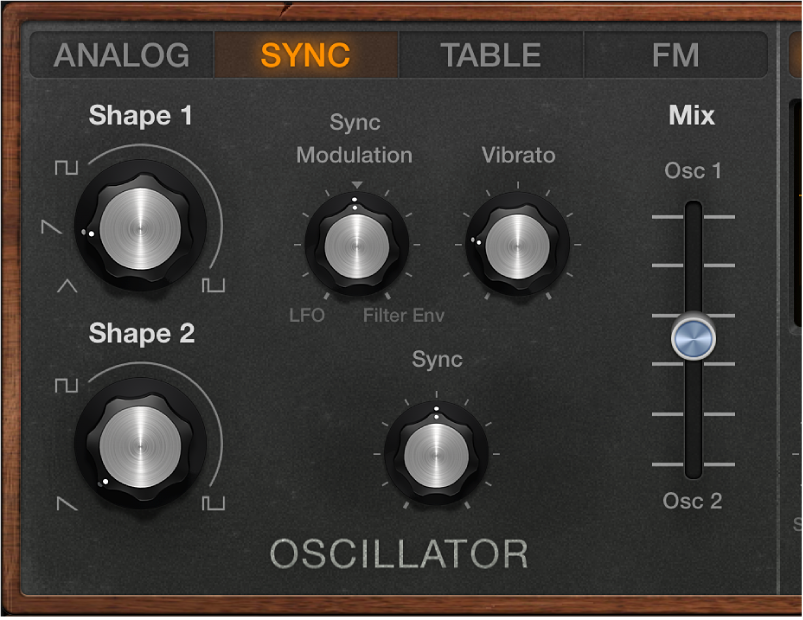 Figure. Retro Synth Sync oscillator parameters.