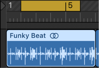 図。ルーラに設定したロケータ位置で選択されたリージョン。