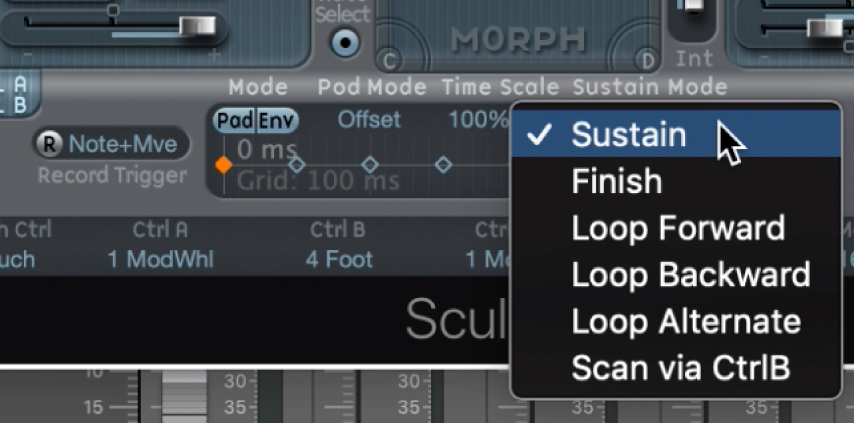 Logic Pro Sculptureのモーフエンベロープのサスティン ループ Apple サポート