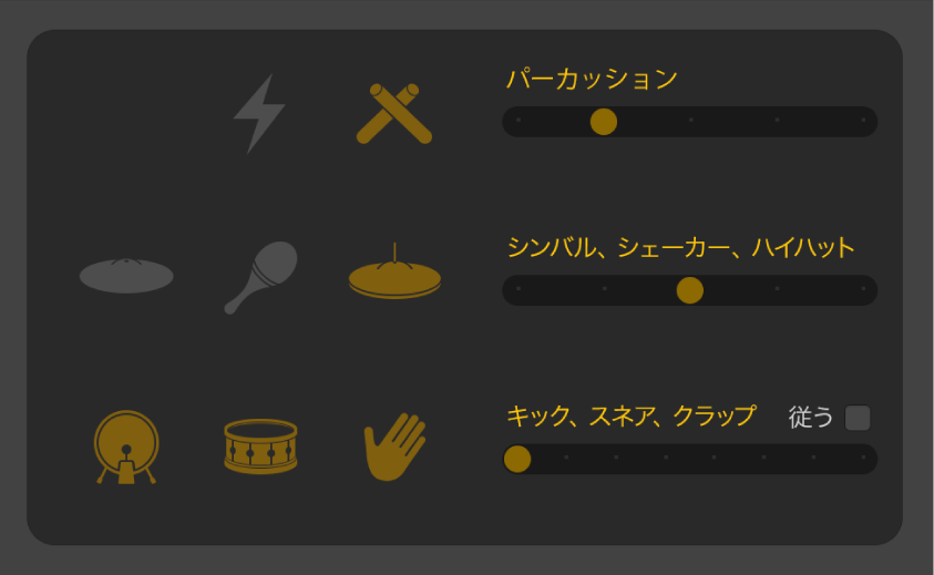 図。エレクトリックパターンのバリエーションコントロールが表示されたDrummerエディタ。
