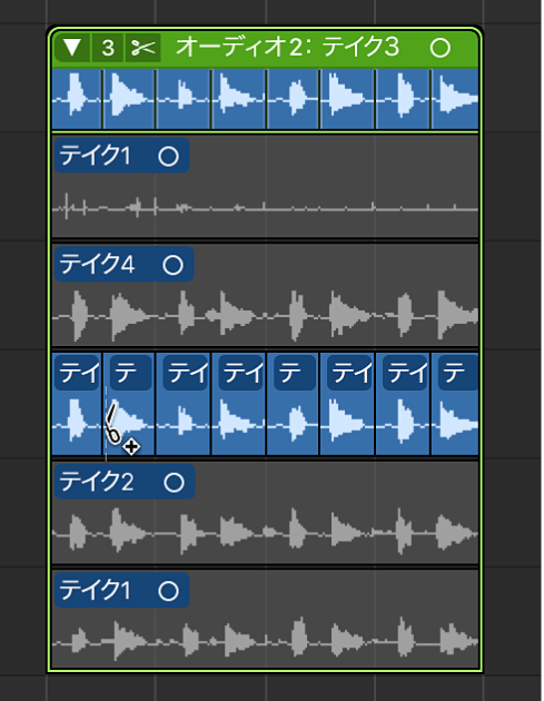 図。1つのテイクを複数にカット。