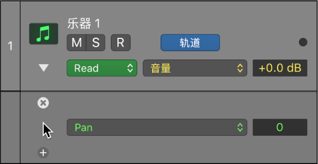 图。将鼠标指针移到自动化子轨道。