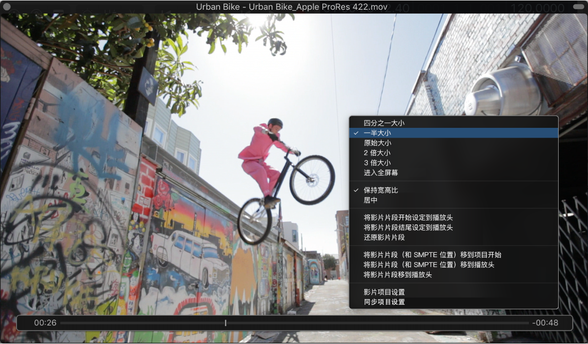 图。显示快捷键菜单中的图像格式的“影片”窗口。