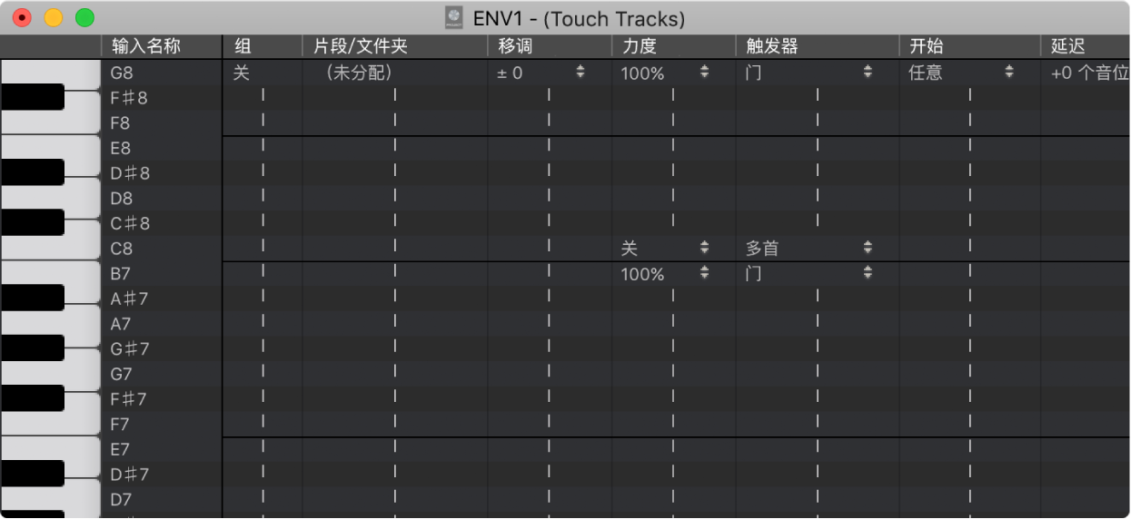 图。“Touch Tracks”窗口。