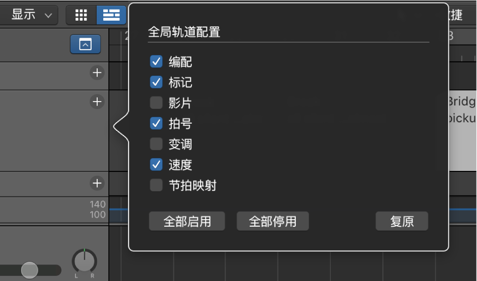 图。“全局轨道配置”对话框。