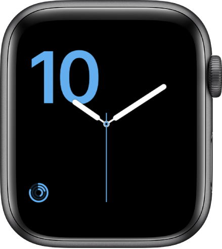 Циферблатът Numerals (Цифри), показващ изрязан шрифт в синьо и добавката Activity (Активност) долу вляво.