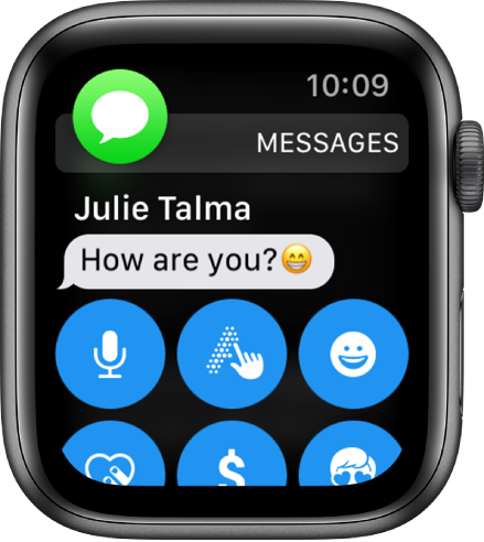Apple Watch с показано съобщение.