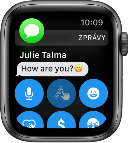 Apple Watch se zobrazenou zprávou