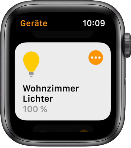 Ein Beleuchtungszubehör in der App „Home“. Tippe oben rechts auf das Symbol des Geräts, um seine Einstellungen anzupassen.